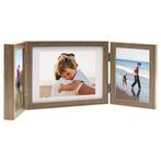 vidaXL Fotolijst drieluik 22x15 cm+2x(10x15 cm) lichtbruin, Audio, Tv en Foto, Fotografie | Fotolijsten, Verzenden, Nieuw