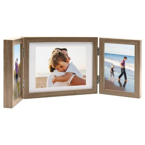 vidaXL Fotolijst drieluik 22x15 cm+2x(10x15 cm) lichtbruin, Audio, Tv en Foto, Fotografie | Fotolijsten, Nieuw, Verzenden
