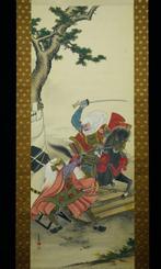 Japanese Hanging Scroll “Battle of Kawanakajima” by Keido, Antiek en Kunst