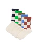 HEMA Kindersokken rib blokken - 5 paar beige, Verzenden, Nieuw