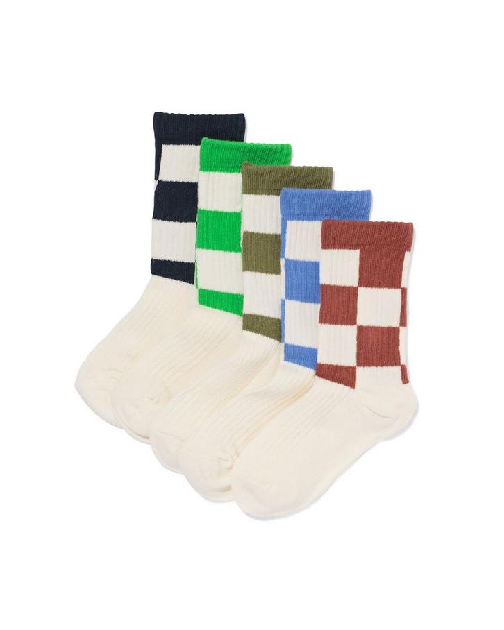 HEMA Kindersokken rib blokken - 5 paar beige, Kinderen en Baby's, Kinderkleding | Overige, Nieuw, Verzenden