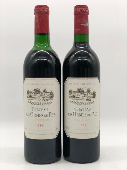 2 x 75cl Chateau Ormes de Pez, St.Estephe 1986 (Bordeaux), Verzamelen, Wijnen, Frankrijk, Rode wijn, Nieuw, Ophalen of Verzenden