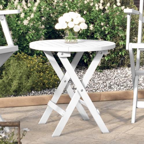 vidaXL Tuintafel inklapbaar Ø 46 cm massief acaciahout wit, Tuin en Terras, Tuintafels, Nieuw, Hout, Verzenden