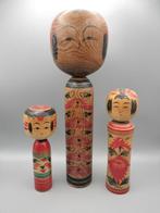 3x traditionele Kokeshi-poppen - Hout - Japan - Shwa