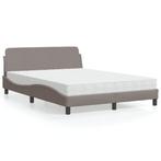 vidaXL Bed met matras Dover stof taupe 140x190 cm, Verzenden, Stof, Nieuw, Tweepersoons