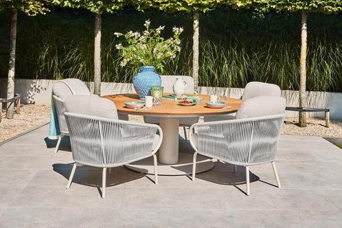 Suns Dolce/Grado low dining ronde tuinset -6-delig | KORTING, Tuin en Terras, Tuinsets en Loungesets, Tuinset, Nieuw, Hout, Verzenden
