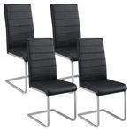 Eetkamerstoelen Vegas - Kunstleer - 4-delig - zwart, Huis en Inrichting, Stoelen, Verzenden, Nieuw