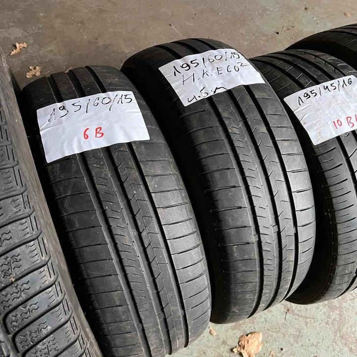 2 x Hankook 195-60-15 Zomerbanden 4,5mm, Auto-onderdelen, Banden en Velgen, 15 inch, Zomerbanden, 195 mm, Personenwagen, Gebruikt