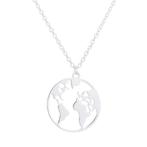 Fako Bijoux - Ketting - Wereldkaart - Ø 20mm - Zilverkleurig, Verzenden, Nieuw