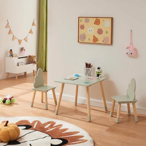 Kindertafelset Hovle met 2 stoelen wolkdesign mintgroen en n, Kinderen en Baby's, Kinderkamer | Tafels en Stoelen, Nieuw, Verzenden