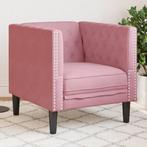 vidaXL Fauteuil Chesterfield-stijl fluweel roze, Verzenden, Nieuw, Eenpersoons, Stof