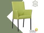 Leren eetkamerstoel Comfort met armleuning - Hermes Lime, Huis en Inrichting, Stoelen, Overige kleuren, Nieuw, Leer, Ophalen of Verzenden
