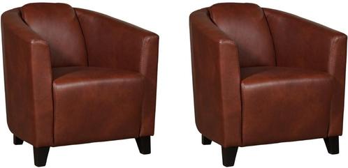 Leren kuipstoel - Echt leer, Landelijk, Comfortabel en kies, Huis en Inrichting, Fauteuils, 50 tot 75 cm, 75 tot 100 cm, Nieuw