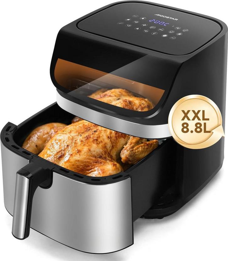 Airfryer XXL - heteluchtfriteuse - 8,8L - 2200W - Zwart, Witgoed en Apparatuur, Overige Witgoed en Apparatuur, Nieuw, Verzenden