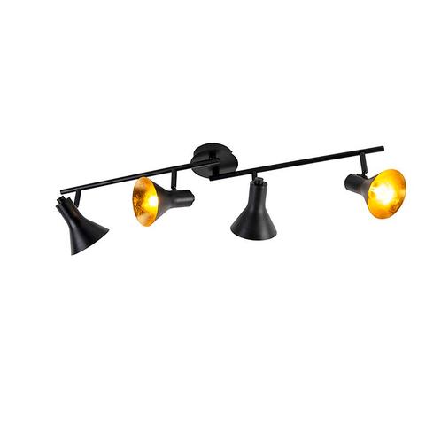Moderne spot zwart met goud 4-lichts - Magno, Huis en Inrichting, Lampen | Spots, Nieuw, Overige materialen
