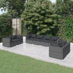 vidaXL 8-delige Loungeset met kussens poly rattan grijs, Verzenden, Nieuw, Rotan, Loungeset