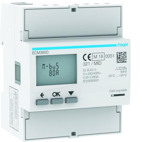 Hager Elektriciteitsmeter - ECM380D, Doe-het-zelf en Verbouw, Elektra en Kabels, Overige typen, Nieuw, Verzenden