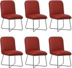 Set van 6 Rode leren industriële design eetkamerstoelen - To, Nieuw, Vijf, Zes of meer stoelen, Modern, Leer