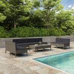 vidaXL 10-delige Loungeset met kussens poly rattan grijs, Verzenden, Nieuw, Rotan, Loungeset