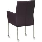 Leren eetkamerstoel Comfort met wieltjes en armleuning -, Huis en Inrichting, Stoelen, Leren eetkamerstoel Comfort met wieltjes en armleuning - Toledo Merlin (donkerpaars) - Poten staal rond RVS past perfect in uw interieur als u woonstijl: Modern is.