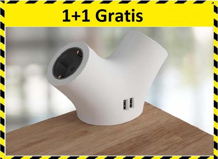 Stekkerdoos Met 2 USB Poorten en 2 Stopcontacten - Randaarde, Doe-het-zelf en Verbouw, Elektra en Kabels, Nieuw, Verzenden