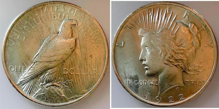 1 Dollar 1 Usa Dollar 1922 Adler vorzueglich/stempelglanz..., Postzegels en Munten, Munten | Amerika, Verzenden