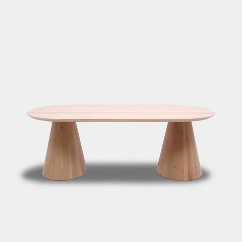Tafel Plat Ovaal Eikenhout - Set Kegelpoot - Onbehandeld, Huis en Inrichting, Tafels | Eettafels