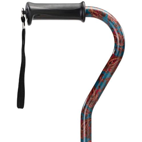Wandelstok met offset handvat - Groen Paisley, Diversen, Verpleegmiddelen, Ophalen of Verzenden