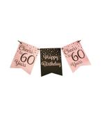 Verjaardagsslinger Vaandel 60 Jaar Roze/Zwart (6m), Hobby en Vrije tijd, Feestartikelen, Ophalen of Verzenden, Nieuw