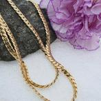 Gouden platte gourmetschakel ketting | 70,5 cm, Ophalen of Verzenden, Gebruikt, Overige kleuren, Goud