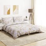 vidaXL Dekbedovertrekset 155x220 cm katoen wit en bruin, Verzenden, Nieuw, Wit