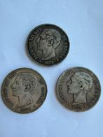 Spanje. Alfonso XII. 5 Pesetas 1875-1876-1878 (Zonder