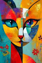 1140 - John Joseb Art schilderij,poes,abstract,Picasso stijl, Huis en Inrichting, Woonaccessoires | Schilderijen, Tekeningen en Foto's
