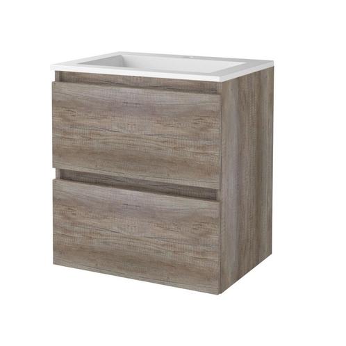 Badmeubelset BWS Salt 60x46cm Greeploos 2 Lades Met Wastafel, Doe-het-zelf en Verbouw, Sanitair, Bad, Nieuw, Chroom, Ophalen of Verzenden