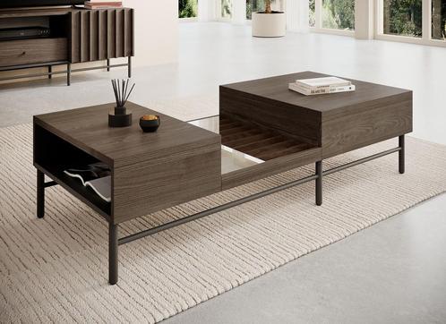 Meubella Salontafel Paz donker eiken 130 cm, Huis en Inrichting, Tafels | Salontafels, 100 tot 150 cm, Nieuw, Minder dan 50 cm