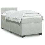 vidaXL Boxspring met matras fluweel lichtgrijs 90x200 cm, Huis en Inrichting, Slaapkamer | Bedden, 90 cm, Eenpersoons, Verzenden