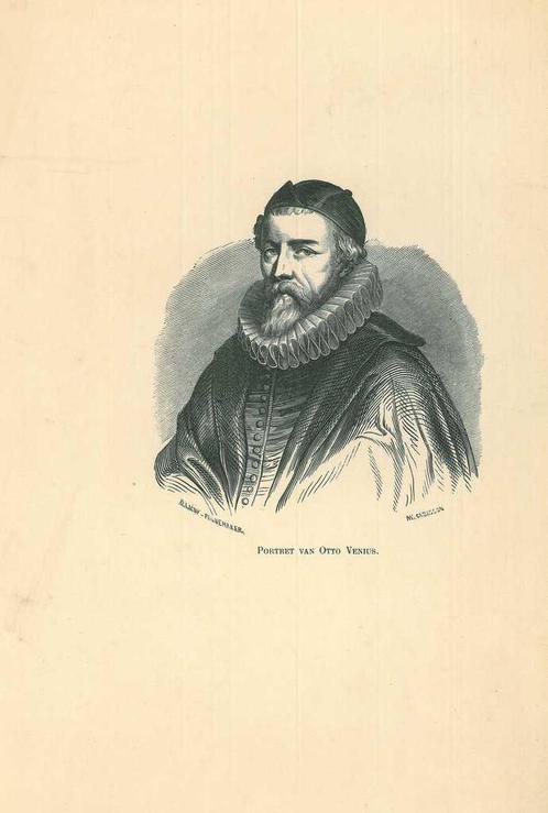 Portrait of Otto van Veen, Antiek en Kunst, Kunst | Etsen en Gravures