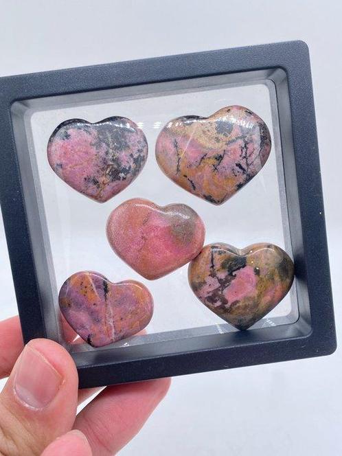 319g Mooi Natuurlijke Rhodoniet calciet Hart Set - 20, Verzamelen, Mineralen en Fossielen