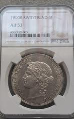 Zwitserland. 5 Francs 1890, Postzegels en Munten