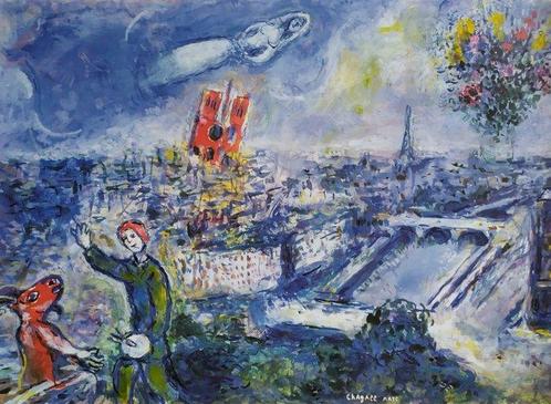 Marc Chagall (1887-1985) (after) - Vue de Paris, 1969, Antiek en Kunst, Curiosa en Brocante