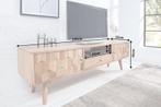 Massief TV-meubel MYSTIC LIVING 140cm natuurlijk acacia 3D, Huis en Inrichting, Kasten | Televisiemeubels, Ophalen of Verzenden