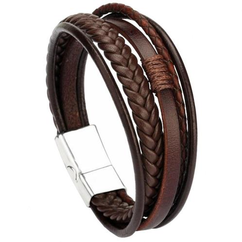 Fako Bijoux® - Armband Heren - Bruin 5 Snoeren - Mannen -, Sieraden, Tassen en Uiterlijk, Armbanden, Verzenden