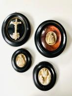 Reliëf, Lot de 4 cadres religieux - 19 cm - Glas, Hout,