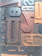 Drukblokken - XL oude typografische letterblokjes - Italië -, Antiek en Kunst