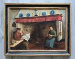 Willem de Kok (1883-1959) - Interieur met boer en boerin