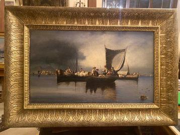 Consalvo Carelli (1818-1900) - Marina con barche e pescatori beschikbaar voor biedingen