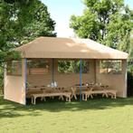 vidaXL Partytent inklapbaar pop-up met 3 zijwanden beige, Verzenden, Nieuw, Partytent