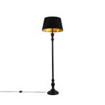 Vloerlamp met 45 cm kap zwart met gouden binnenkant -, Huis en Inrichting, Lampen | Vloerlampen, Nieuw, Overige materialen, Klassiek / Antiek