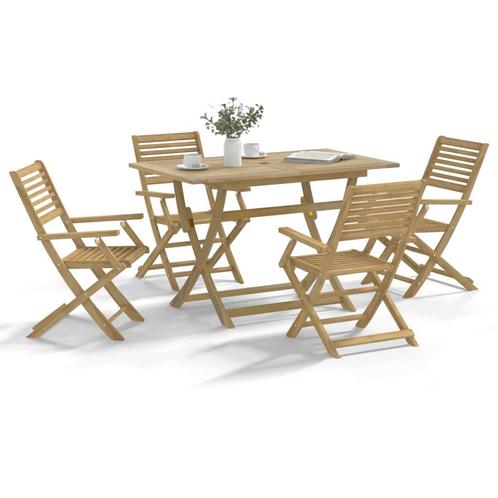 vidaXL 5-delige Eethoek massief acaciahout, Tuin en Terras, Tuinsets en Loungesets, Nieuw, 4 zitplaatsen, Hardhout, Verzenden