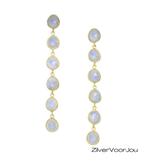Elegante 925 zilveren gold plated oorhangers met regenboogma, Sieraden, Tassen en Uiterlijk, Oorbellen, Verzenden, Nieuw, Zilver